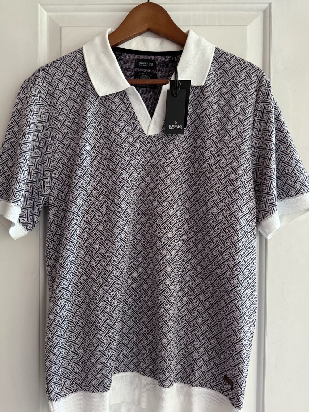 Buffalo David Bitton NWT "Wise" Knit Johnny Collar Polo in "Red Combo"